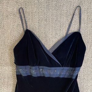 Black Velvet Prom Cocktail Dress with Flutter Bottom